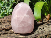 Polished Rose Quartz Standing Free Forms x 3 From Madagascar