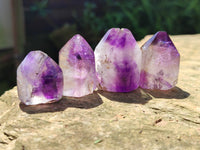 Polished Smokey Amethyst Window Quartz Crystals x 20 From Akansobe, Madagascar