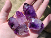 Polished Smokey Amethyst Window Quartz Crystals x 20 From Akansobe, Madagascar