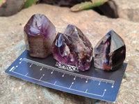 Polished Smokey Amethyst Window Quartz Crystals x 20 From Akansobe, Madagascar