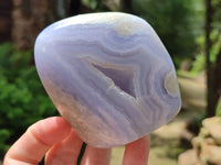 Polished Blue Lace Agate Geodes x 6 From Nsanje, Malawi