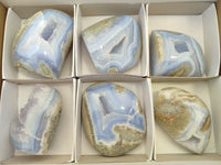 Polished Blue Lace Agate Geodes x 6 From Nsanje, Malawi