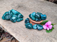 Polished Dioptase With Shattuckite and Malachite Free Forms - sold per item - From Congo