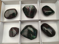 Polished Ruby Corundum In Chrome Verdite Free Forms x 6 From Zimbabwe