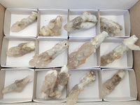 Natural Drusy Quartz Coated Calcite Pseudomorph Specimens x 12 From Alberts Mountain, Lesotho