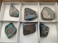 Polished Shattuckite With Chrysocolla and Azurite Free Forms x 6 From Congo