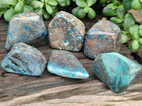 Polished Shattuckite With Chrysocolla and Azurite Free Forms x 6 From Congo