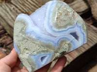 Polished Blue Lace Agate Geodes x 3 From Nsanje, Malawi