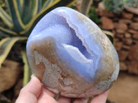 Polished Blue Lace Agate Geodes x 3 From Nsanje, Malawi