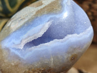 Polished Blue Lace Agate Geodes x 3 From Nsanje, Malawi