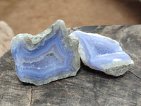 Polished Blue Lace Agate Geodes x 12 From Nsanje, Malawi