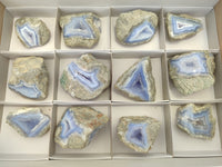 Polished Blue Lace Agate Geodes x 12 From Nsanje, Malawi