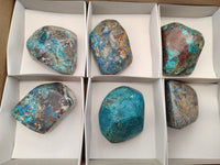 Polished Shattuckite With Chrysocolla and Azurite Free Forms x 6 From Congo