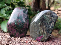 Polished Ruby Corundum In Chrome Verdite Standing Free Forms x 4 From Zimbabwe