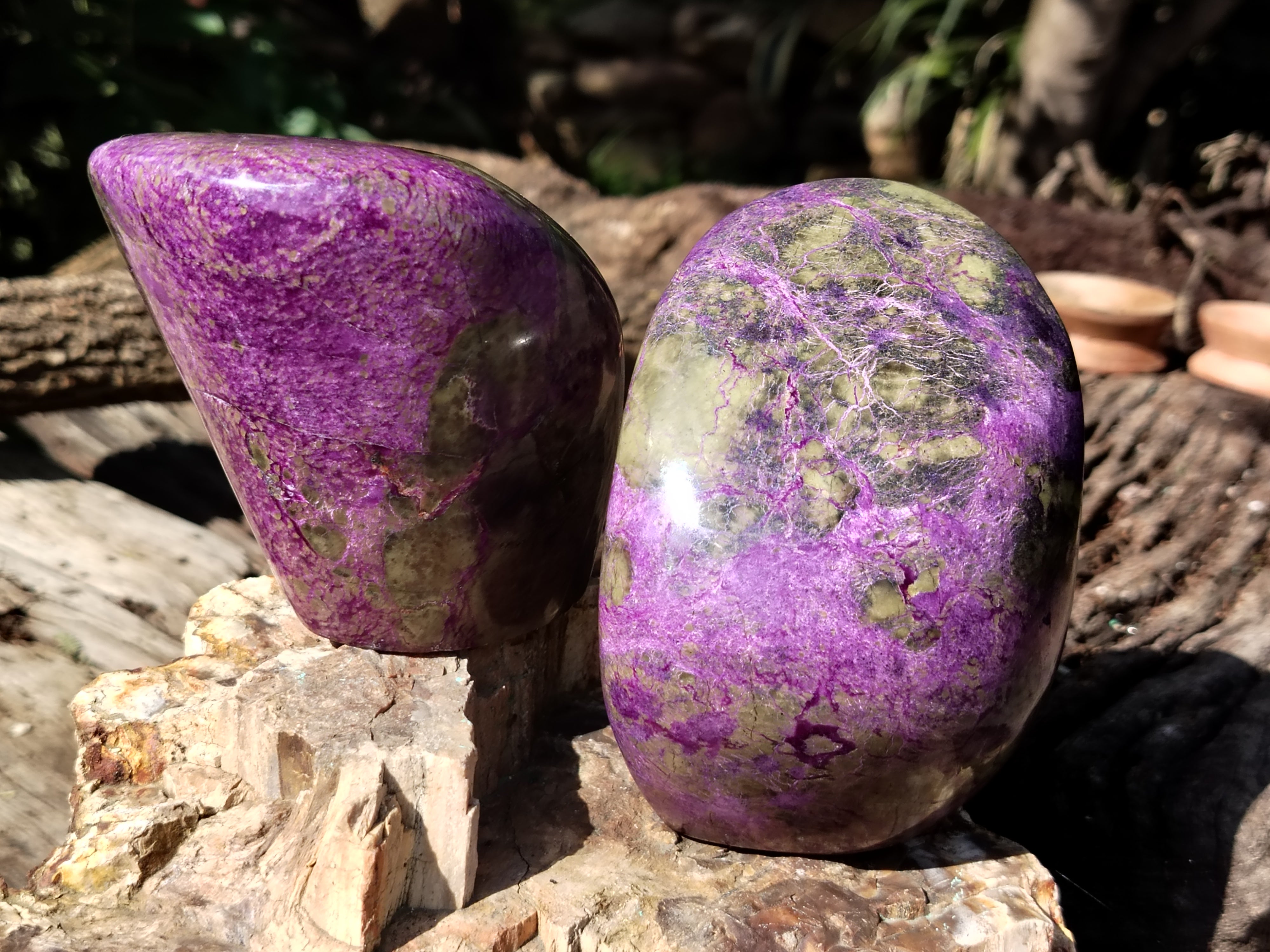 Polished Stichtite Standing Free Forms x 2 From Barberton, South Africa