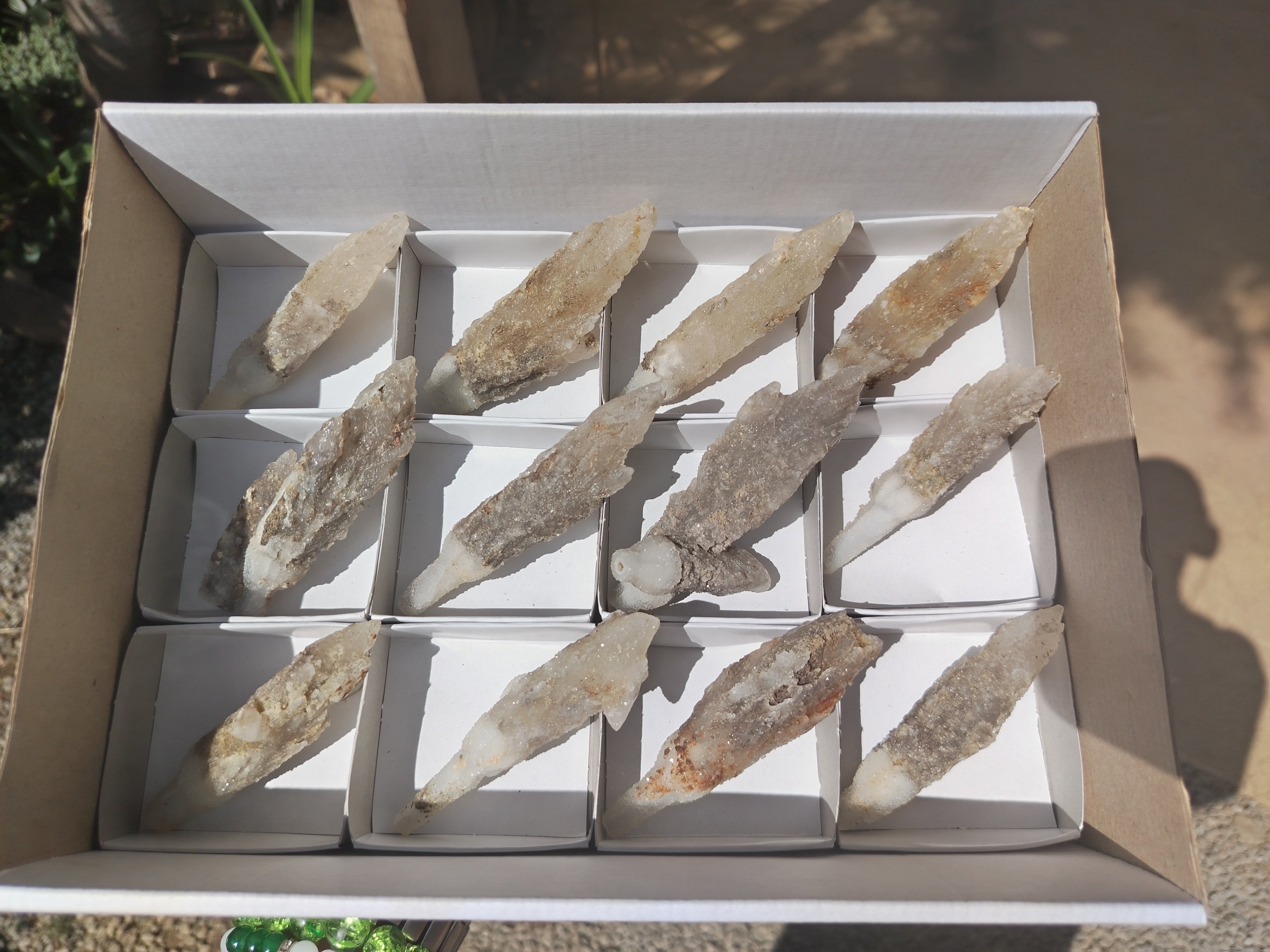 Natural Drusy Quartz Coated Calcite Pseudomorph Specimens x 12 From Alberts Mountain, Lesotho