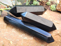 Polished Double Terminated Black Basalt Points x 3 From Antsirabe, Madagascar