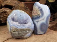 Polished Blue Lace Agate Geodes x 6 From Malawi