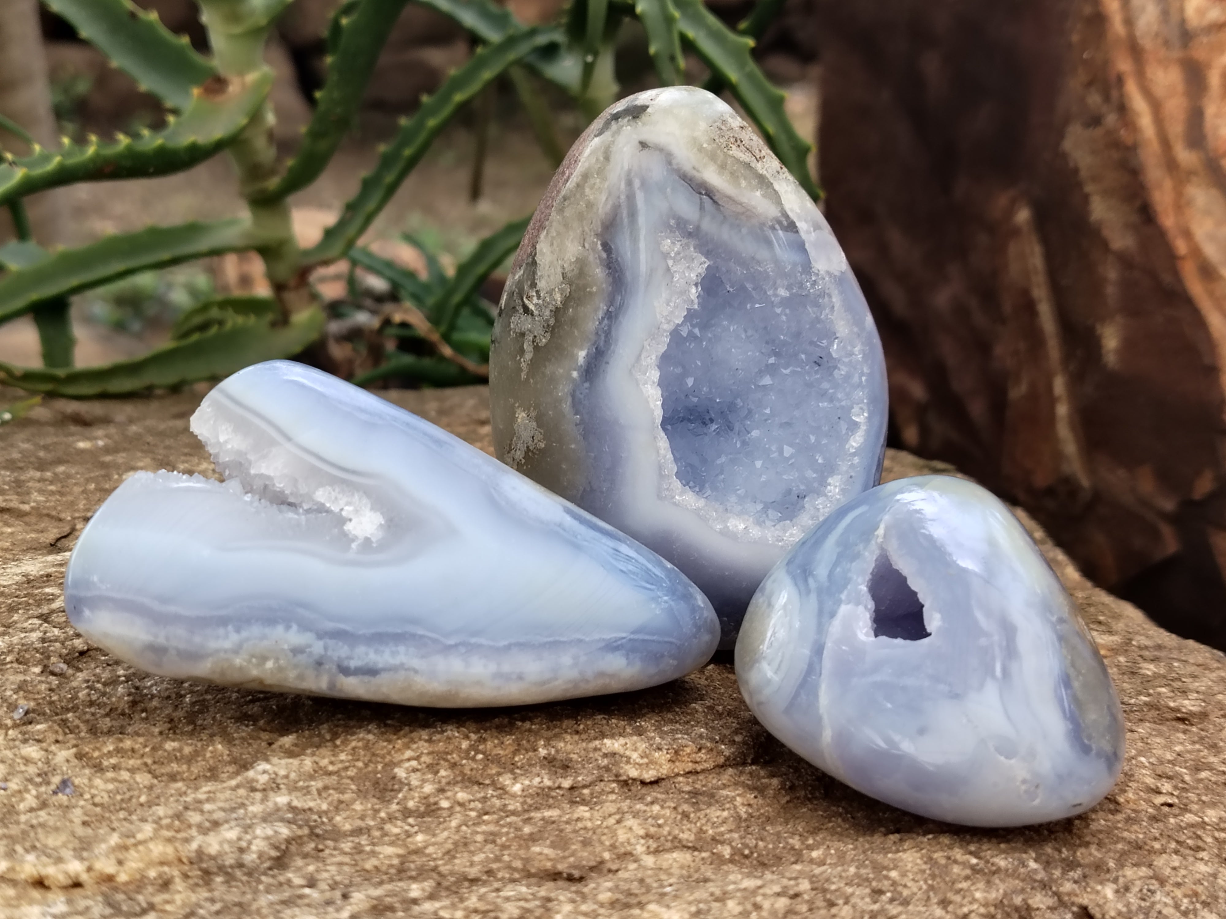 Polished Blue Lace Agate Geodes x 6 From Malawi