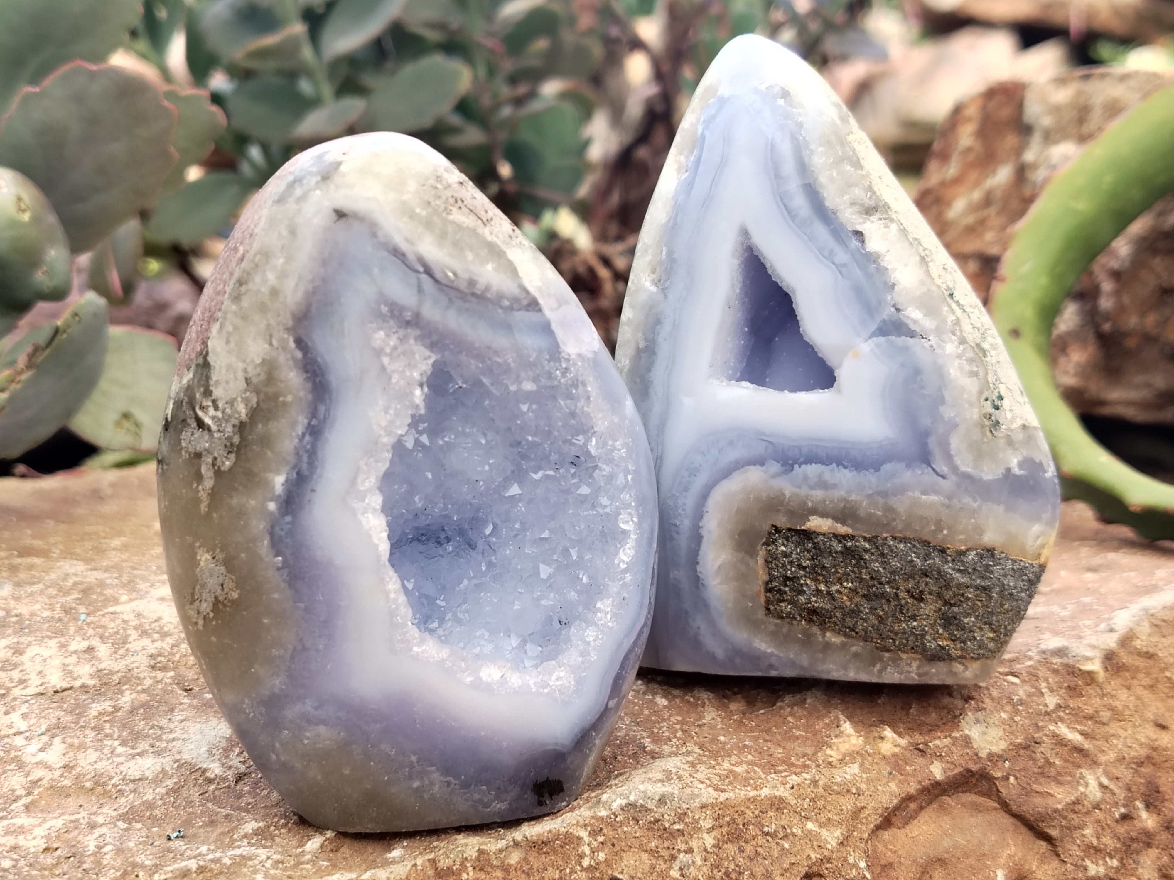 Polished Blue Lace Agate Geodes x 6 From Malawi