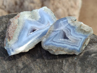 Polished Blue Lace Agate Geodes x 12 From Nsanje, Malawi