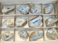 Polished Blue Lace Agate Geodes x 12 From Nsanje, Malawi