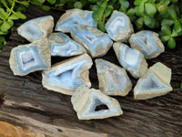 Polished Blue Lace Agate Geodes x 12 From Nsanje, Malawi