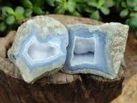 Polished Blue Lace Agate Geodes x 12 From Nsanje, Malawi