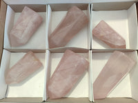 Polished Rose Quartz Points x 6 From Ambatondrazaka, Madagascar