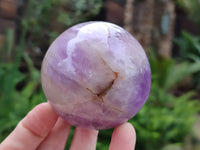 Polished Chevron Amethyst Sphears x 4 from Ankazobe, Madagascar