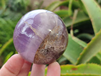 Polished Chevron Amethyst Sphears x 4 from Ankazobe, Madagascar