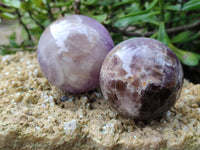 Polished Chevron Amethyst Sphears x 4 from Ankazobe, Madagascar