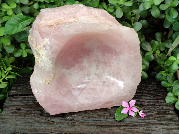 Polished Rose Quartz Bowl x 1 From Madagascar