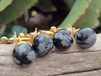 Hand Made Snowflake Obsidian Earrings - Sold Per Item - From Mexico