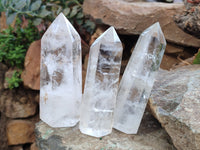 Polished Clear Quartz Crystals x 3 From Madagascar