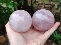 Polished Rose Quartz Spheres x 3 From Ambatondrazaka, Madagascar