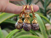 Hand Made Snakeskin Jasper Hoop Earrings - sold per item - From Australia