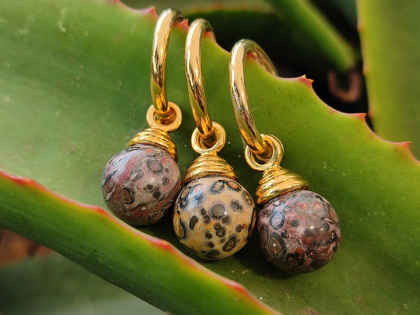 Hand Made Snakeskin Jasper Hoop Earrings - sold per item - From Australia