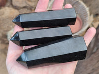 Polished Black Basalt Points x 12 From Antsirabe, Madagascar