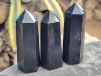 Polished Black Basalt Points x 12 From Antsirabe, Madagascar