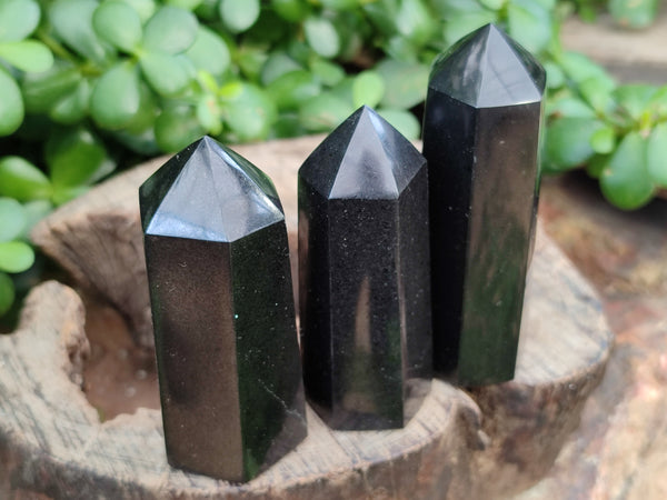 Polished Black Basalt Points x 12 From Antsirabe, Madagascar