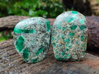 Polished Emerald Mica In Matrix Standing Free Forms x 6 From Mutoko, Zimbabwe