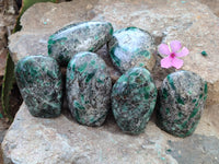 Polished Emerald Mica In Matrix Standing Free Forms x 6 From Mutoko, Zimbabwe