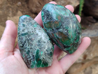 Polished Emerald Mica In Matrix Standing Free Forms x 6 From Mutoko, Zimbabwe