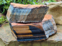 Polished On One Side Tiger's Eye Slabs x 2 From Prieska, South Africa