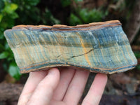 Polished On One Side Tiger's Eye Slabs x 2 From Prieska, South Africa