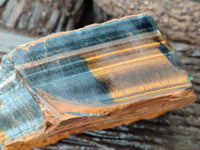 Polished On One Side Tiger's Eye Slabs x 2 From Prieska, South Africa