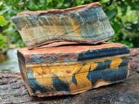 Polished On One Side Tiger's Eye Slabs x 2 From Prieska, South Africa