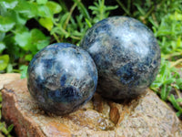 Polished Iolite Spheres x 2 From Ambatofinandrahana, Madagascar