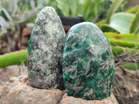 Polished Emerald Mica In Matrix Standing Free Forms x 5 From Mutoko, Zimbabwe